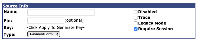 Source info - type paymentform